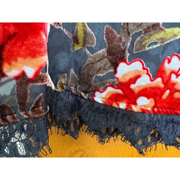 Dark Romantic Velvet Burnout Sheer Floral Sz M Top Lace Whimsigoth Sheer Fairy - Picture 11 of 14